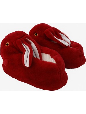 Hakke Tavşan Figürlü Peluş Panduflu Unisex Ev Terliği