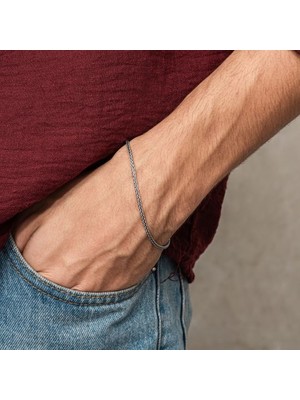 Nes Altın Gümüş Tilki Kuyruğu Erkek Bileklik 2 mm
