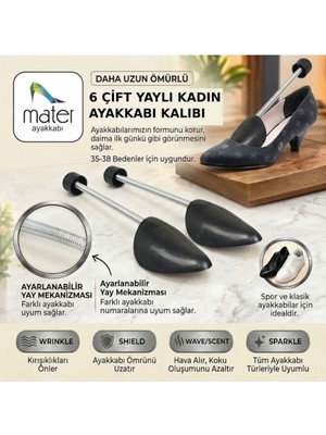 Mater Ayakkabı Mater 6 Çift Yaylı Ayakkabı Kalıbı Kadın 35-38 Beden