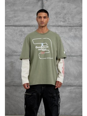 Hiccup Erkekler Nomarc Rahat Uzun Kollu Bisiklet Yaka Sweatshirt Adaçayı Yeşili
