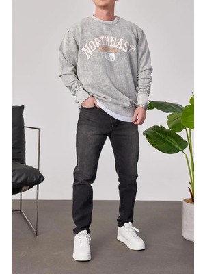 Hiccup Erkekler Nomarc Rahat Bisiklet Yaka Sweatshirt Açık Gri