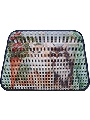 Şanal Elekli Desenli Kedi Tuvalet Önü Paspası 60 x 45 cm Vazo