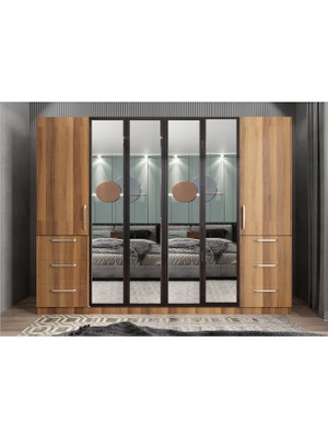 Baramolife Trend 6 Kapaklı Profil Aynalı Gardırop - Beyaz - G.A.C.T_230