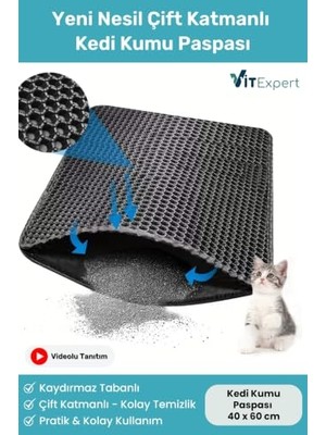 Myg Plus Çift Katmanlı Elekli Kedi Kumu Paspası Siyah 40 x 60 cm          [enerji Sınıfı A+]