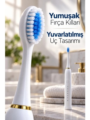 Milas Toptan mt Beyaz Elektrikli Diş Fırçası 3 Yedek Başlıklı