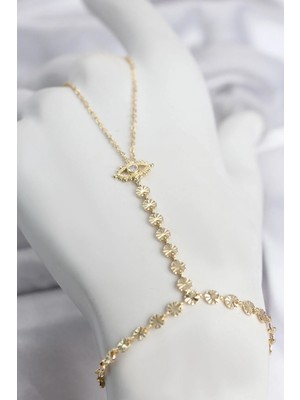 Milas Toptan mt Gold Renk Pirinç Zirkon Taşlı Göz Model Şahmeran