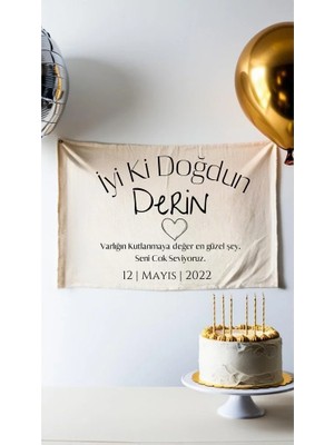 Puppetzzz Isimli Doğum Günü Arka Fon Flama Afiş Duvar Halısı 65X100CM Yatay Banner