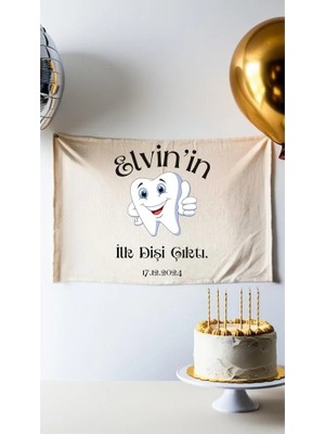 Puppetzzz Isme Özel Ilk Dişi Çıktı Kutlama Flaması 65X100CM