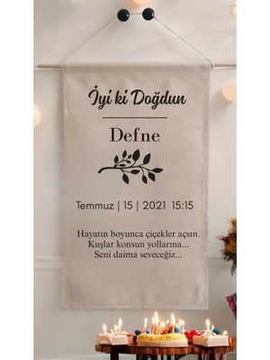 Puppetzzz Canvas Kumaş Afiş - Doğum Günü Pankartı - 70X45 cm Isme Özel Kişiselleştirilebilir Doğum Günü Fonu