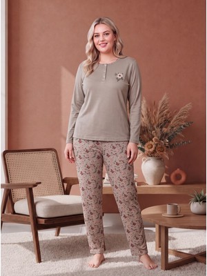 Over Sleep by Poleren Uzun Kollu Interlok Pijama Takımı 3458