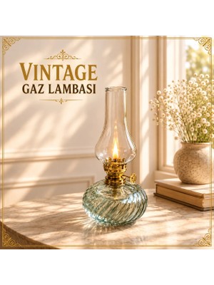 Plant-Home Dekoratif Cam Gaz Lambası – Vintage Tasarım, Ortam Aydınlatma, Şık Ev Dekoru