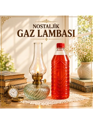 Plant-Home Nostaljik Vintage Gaz Lambası ve 750 ml Gaz Lambası Yakıtı Seti – Dekoratif Aydınlatma ve Kamp Lambası