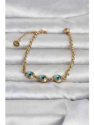 Uravas Store Gold Renk Nazarlı Kadın Bileklik 1 Adet