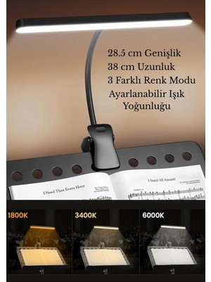 Asfal Şarjlı Klipsli Aydınlatma Lambası, Portatif, 3 Renk Işık, Geniş Aydınlatma, 4000MAH, Usb-C