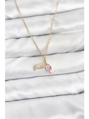 Uravas Store Urprime 316L Çelik Zincir Gold Renk Balık Kuyruğu Model Zirkon Taşlı Kadın Kolye TCXBKO10857