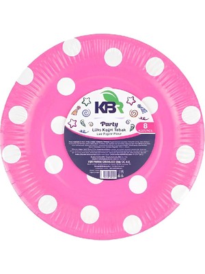 Kbr Kağıt Tabak 22 cm Pembe 8 Li KPK-304 8'li Paket