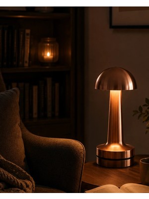 Uravas Store Urprime Dokunmatik Mantar Gece Lambası Bronz LED Masa Aydınlatması