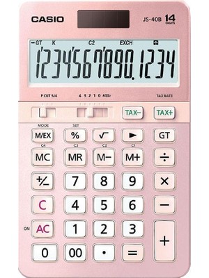 Casio JS-40B-PK Pembe Profesyonel 14 Hane Masa Üstü Hesap Makinesi