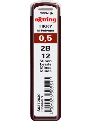 Rotring Tikky Hi-Polymer Mekanik Kurşun Kalem Ucu, 0,5mm, 2b, 0.5 mm