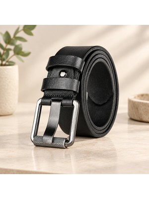 Akıllı Bayi Siyah 4.5 cm Lüks Kot Kemeri Aby