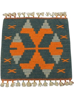 Zehra Abla Halı Yeni El Dokuma Köşe Kare Sandalye Minderi Pınarbaşı Kayseri Yün Kilim 7751