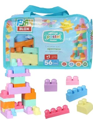 Genel Tedarik 2915 Play Blox Pastel Blok Yapı Oyuncakları 56 Parça ,saklama Çantalı ,1 Yaş ve Üzeri