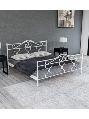 Metalia Gm 301 Gold Çift Kişilik Metal Karyola Beyaz 160X200