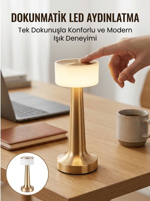 Astraltech Kablosuz Renkli Masa ve Gece Lambası Altın Rengi Dokunmatik LED Lamba Yeni Nesil