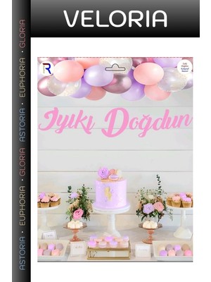 Veloria Delux Serisi Kutlama Iyi Ki Doğdun Pembe Kaligrafi Banner