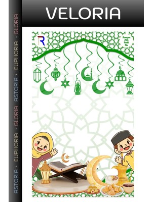 Veloria Delux Serisi Oda Retro Ev Yaldızlı Ramazan Tavan Sarkıt Yeşil