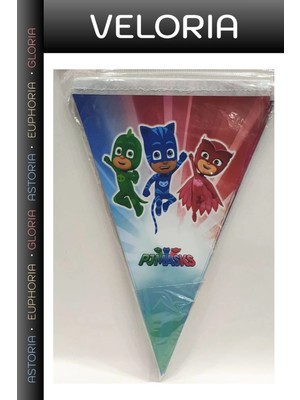 Veloria Özel Üretim Kutlama Parti Süsü Çocuk Odası Pj Mask Üçgen Flama