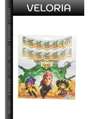 Veloria Özel Seri Fotoğraf Parti Malzemesi Oda Süsü Brawl Stars Iyi Ki Doğdun Banner