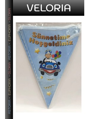 Veloria Delux Serisi Dekor Etkinlik Sünnetime Hoşgeldiniz Üçgen Flama