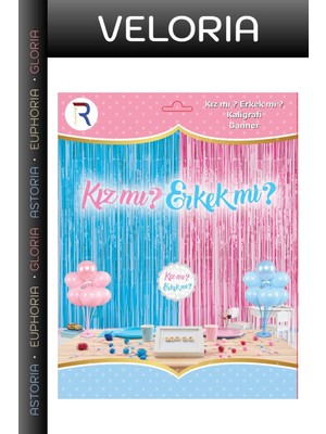 Veloria Premium Duyuru Kutlama Eğlence Cinsiyet Kız Mı Erkek Mi Kaligrafi Banner