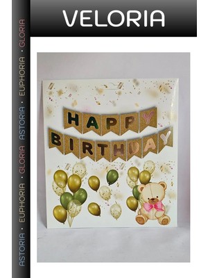 Veloria Delux Serisi Mekan Kutlama Happy Bırthday Kraft Gümüş Varaklı Banner
