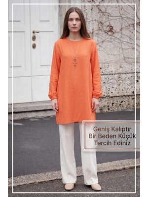 Kado Online Geniş Kalıp İnce Sofia Kolyeli Tunik