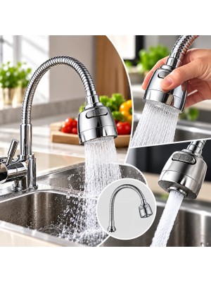 Ufak Tefek Şeyler Hareketli Kubar Esnek Spiral Musluk Borusu 2 Farklı Fonksiyonlu 50 cm