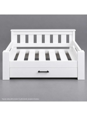 Renazzo Mobilya Renazzo Karlo Montessori Çocuk Karyolası Çekmeceli Beyaz 60X120