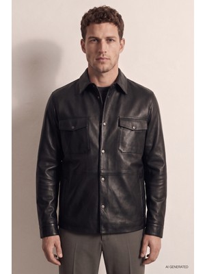 D'S Damat Ds Damat Regular Fit Siyah Deri Mont