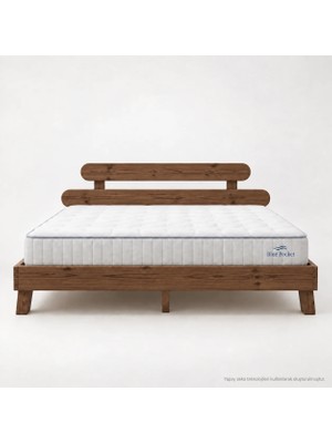 Renazzo Mobilya Renazzo Damla Art 2 Başlıklı Masif Ahşap Karyola Ceviz 90X190