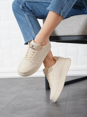 Konfores 2286-DARK Step Airforce Modeli Anatomik Tabanlı Ultra Hafif Unisex Sneakers Ayakkabı - NKT02286-BEJ-39