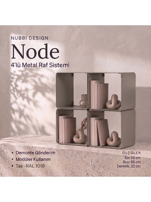 Node 4’lü Modüler Metal Komodin Açık Raflı Küp Tasarım Başucu Sehpası