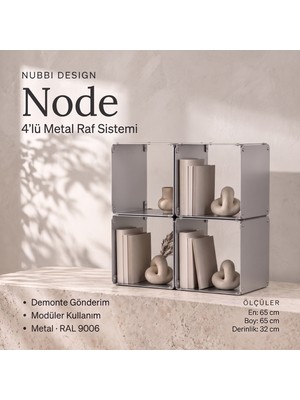 Node 4’lü Modüler Metal Komodin Açık Raflı Küp Tasarım Başucu Sehpası