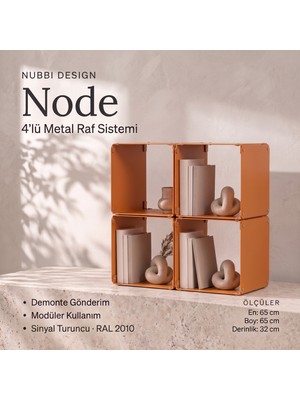 Node 4’lü Modüler Metal Komodin Açık Raflı Küp Tasarım Başucu Sehpası
