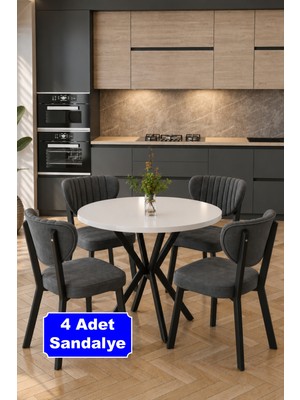 Baresmu Elbar 4 Adet Elma Sandalye Baby Face Kumaş Metal Iskelet Mutfak Yemek Masası Sandalyesi