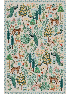 Kilim Home Botanik Desenli Krem Zemin Vintage Görünümlü Salon ve Oturma Odası Halısı MARS540