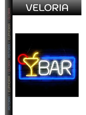 Veloria Özel Seri Aydınlatma Duvar Süsü Işıklı Tabela Bar Yazılı Neon LED