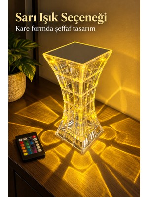 GIGA Kare Tabanlı Renk Seçimli Şeffaf Masa Lambası