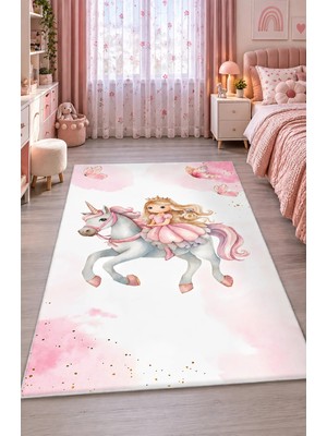 Bebişim Halı Unicorn Prenses Kız Desenli Çocuk Odası Halısı