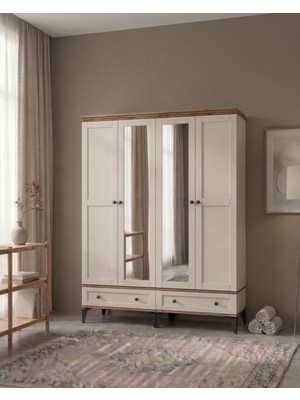 Ozmira Home Tros 4 Kapılı Aynalı Mdf Gardırop